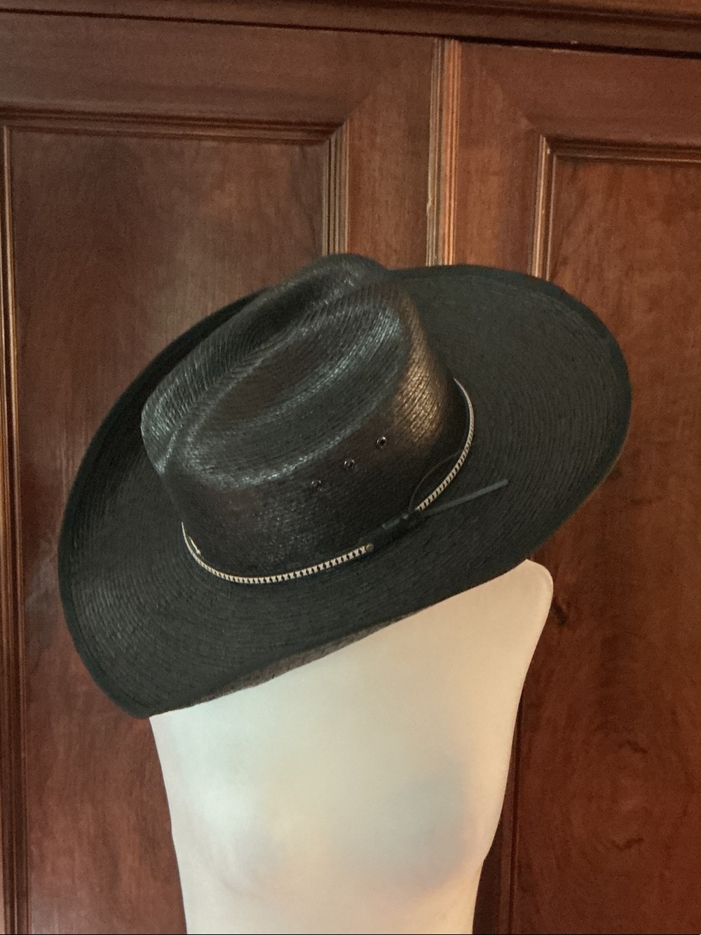 Jason Aldean Black Straw Western Hat with Decorative Band